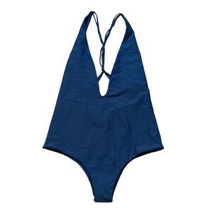 Mikoh Banyans One Piece Swimsuit Women Navy Blue Plunge Neck SIZE Large
